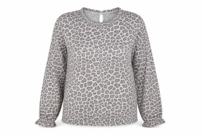 Promod Womens Grey Animal Print  Basic Blouse Size M  - Leopard print