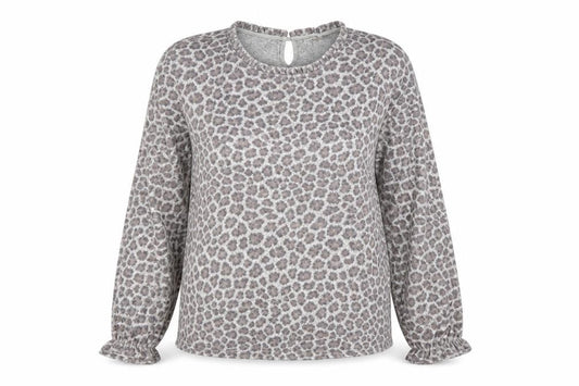 Promod Womens Grey Animal Print  Basic Blouse Size M  - Leopard print