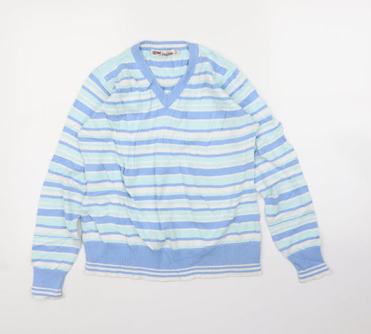 EWM Womens Blue Striped  Pullover Jumper Size 14