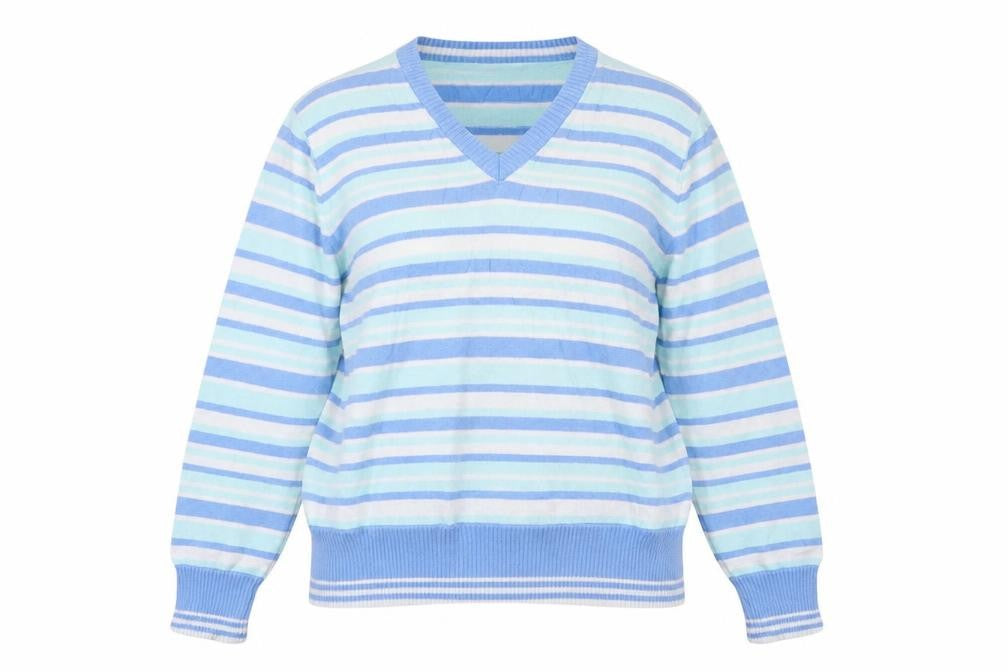 EWM Womens Blue Striped  Pullover Jumper Size 14