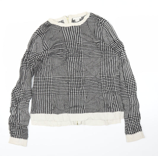 H&M Womens Black Houndstooth  Pullover Jumper Size L