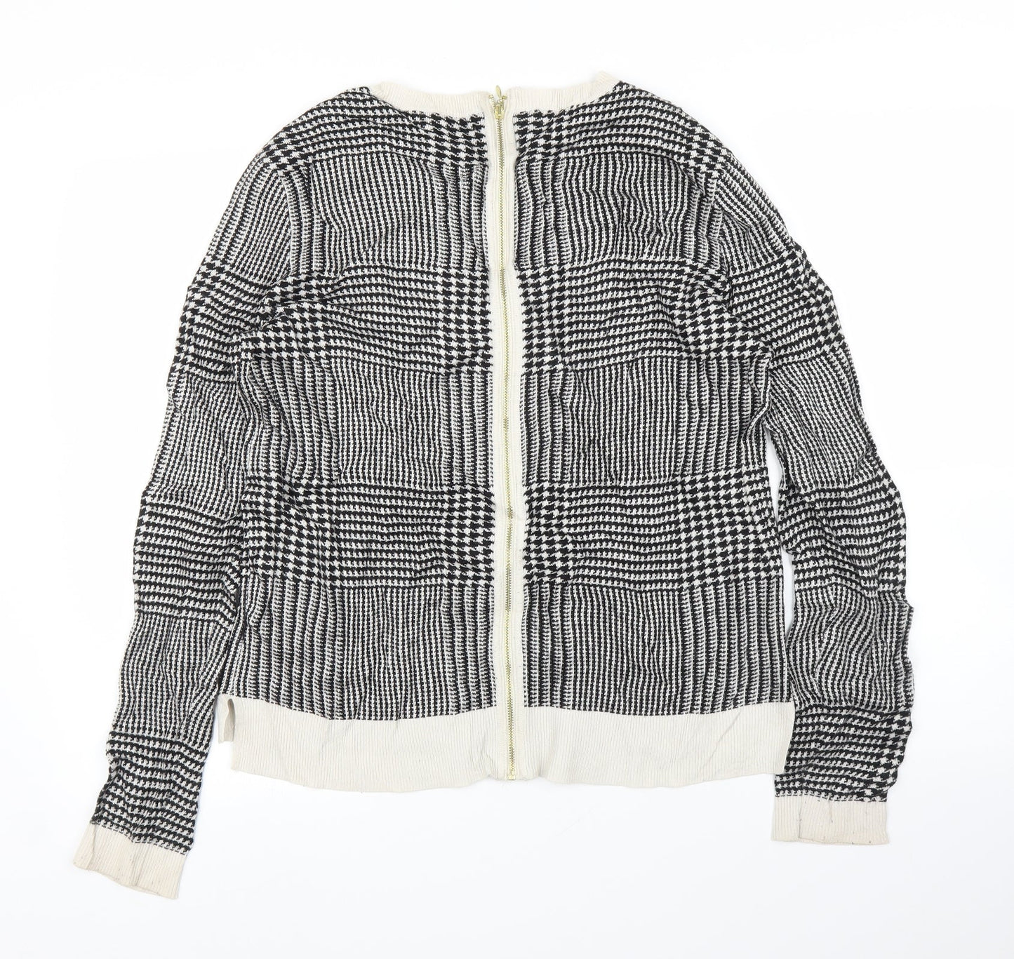 H&M Womens Black Houndstooth  Pullover Jumper Size L