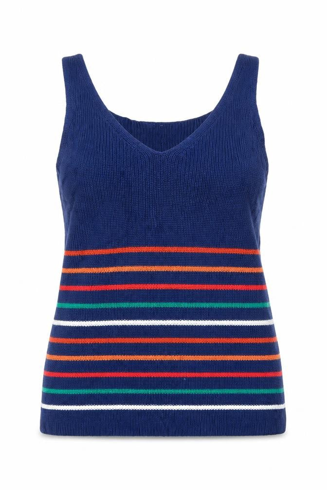 Preworn Womens Blue Striped  Basic Tank Size L
