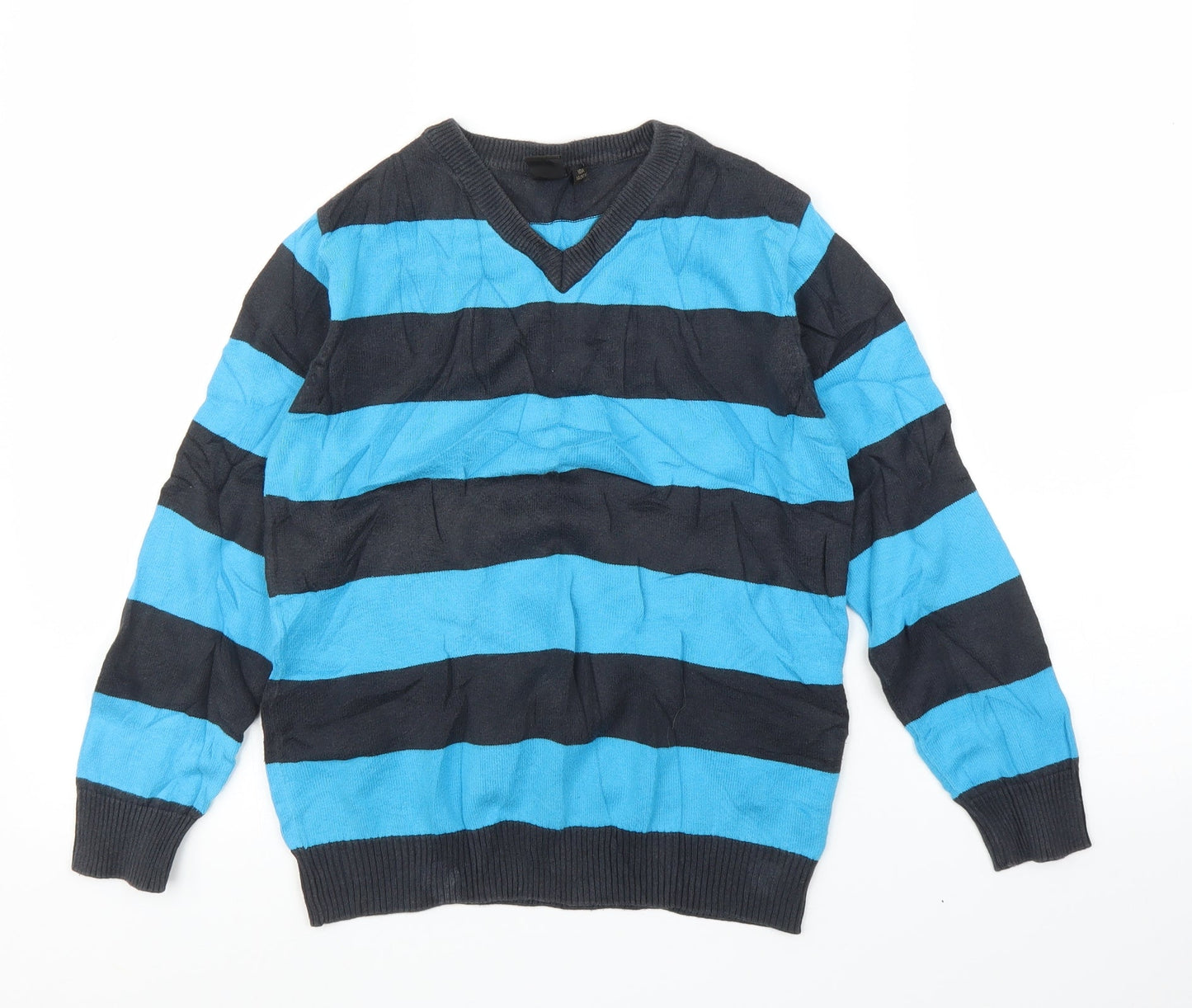 Be Cool Boys Blue Striped  Pullover Jumper Size 10 Years