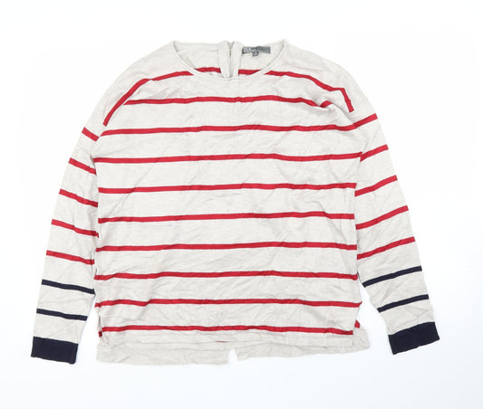 89th & Madison Womens Beige Striped  Pullover Jumper Size M