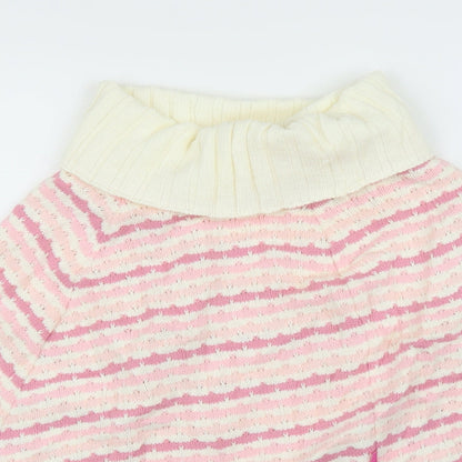 Pineapple Girls Pink Striped  Pullover Jumper Size M  - Poncho