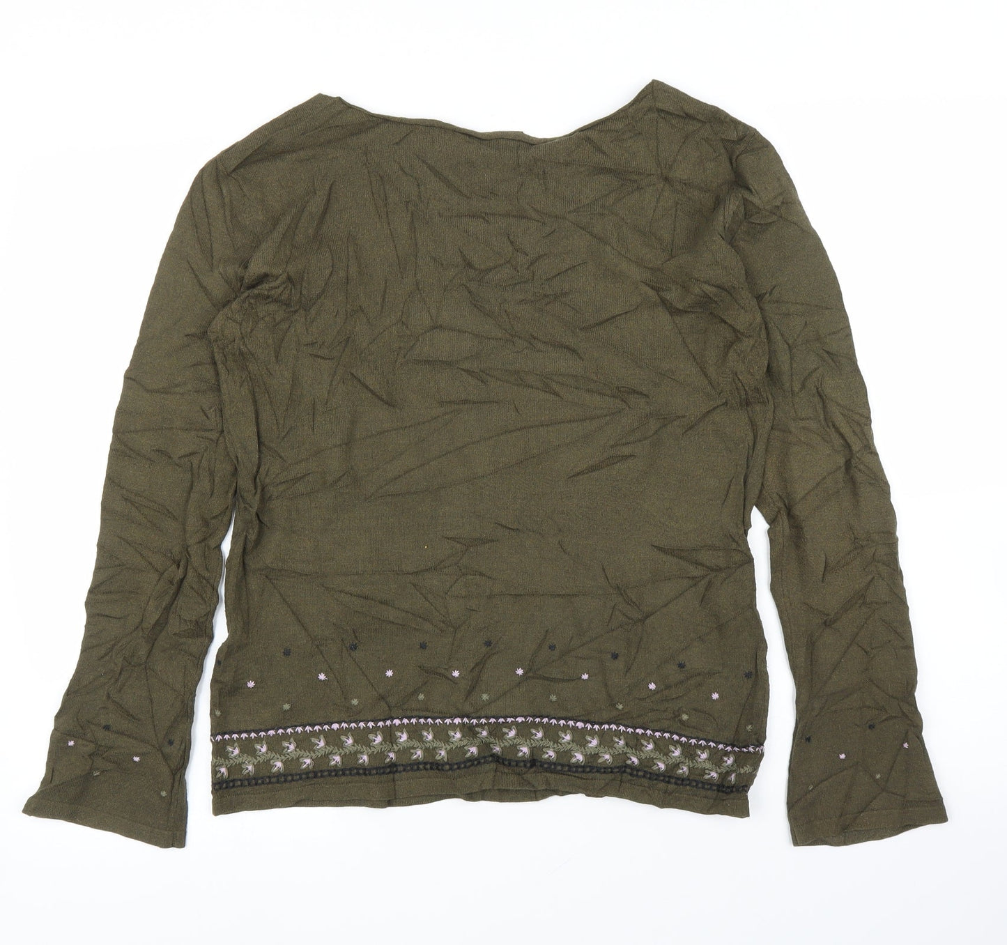Linea Womens Green Floral  Pullover Jumper Size L