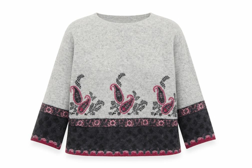 Alex & Co Womens Grey Paisley  Basic Blouse Size M