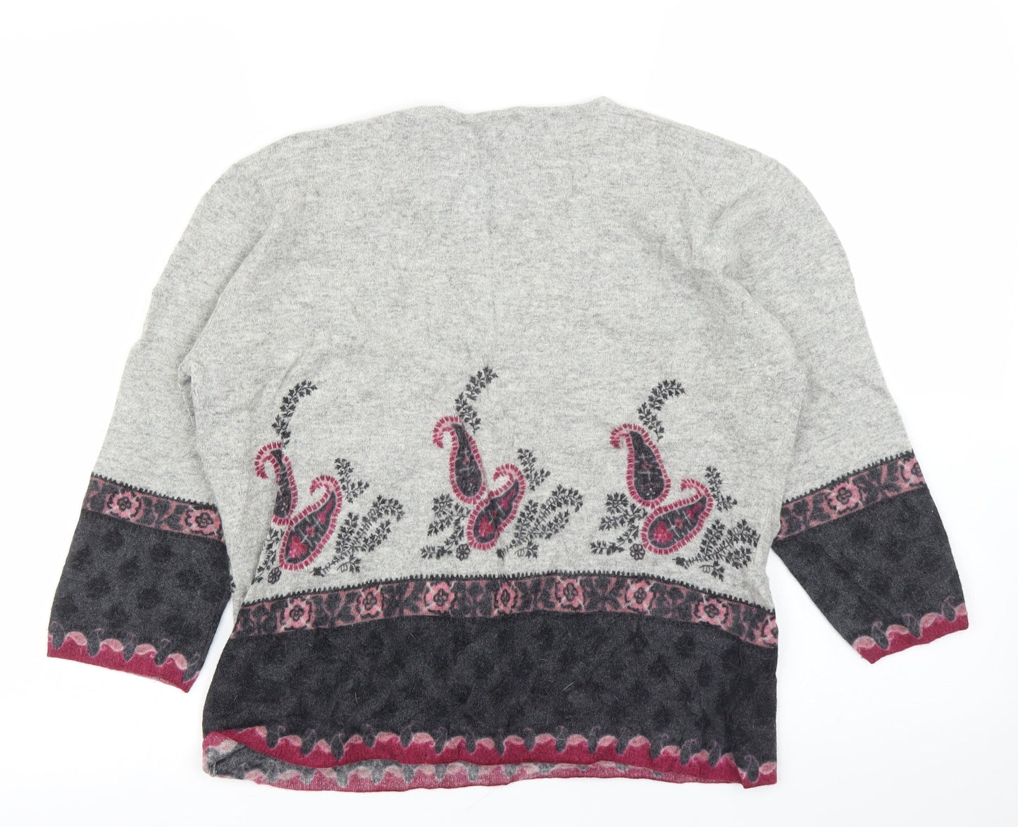 Alex & Co Womens Grey Paisley  Basic Blouse Size M