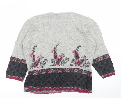 Alex & Co Womens Grey Paisley  Basic Blouse Size M