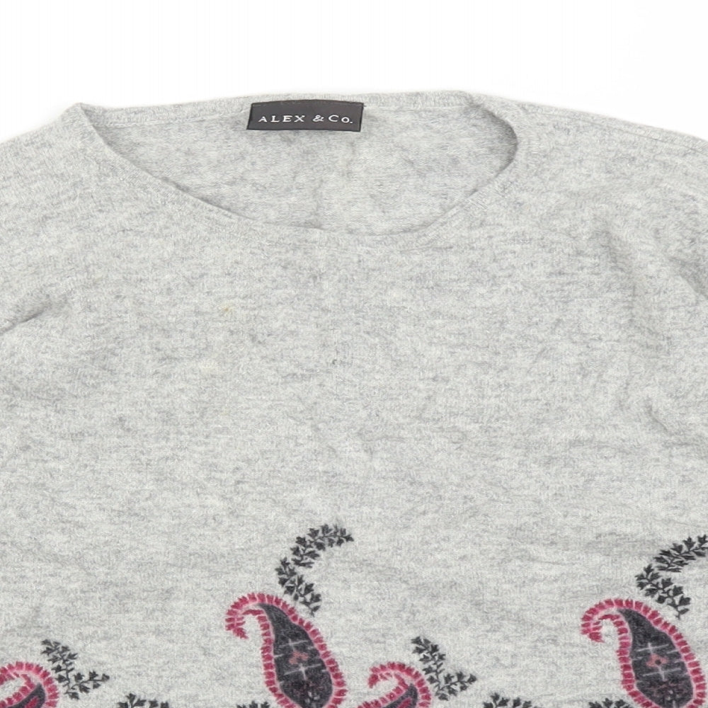 Alex & Co Womens Grey Paisley  Basic Blouse Size M
