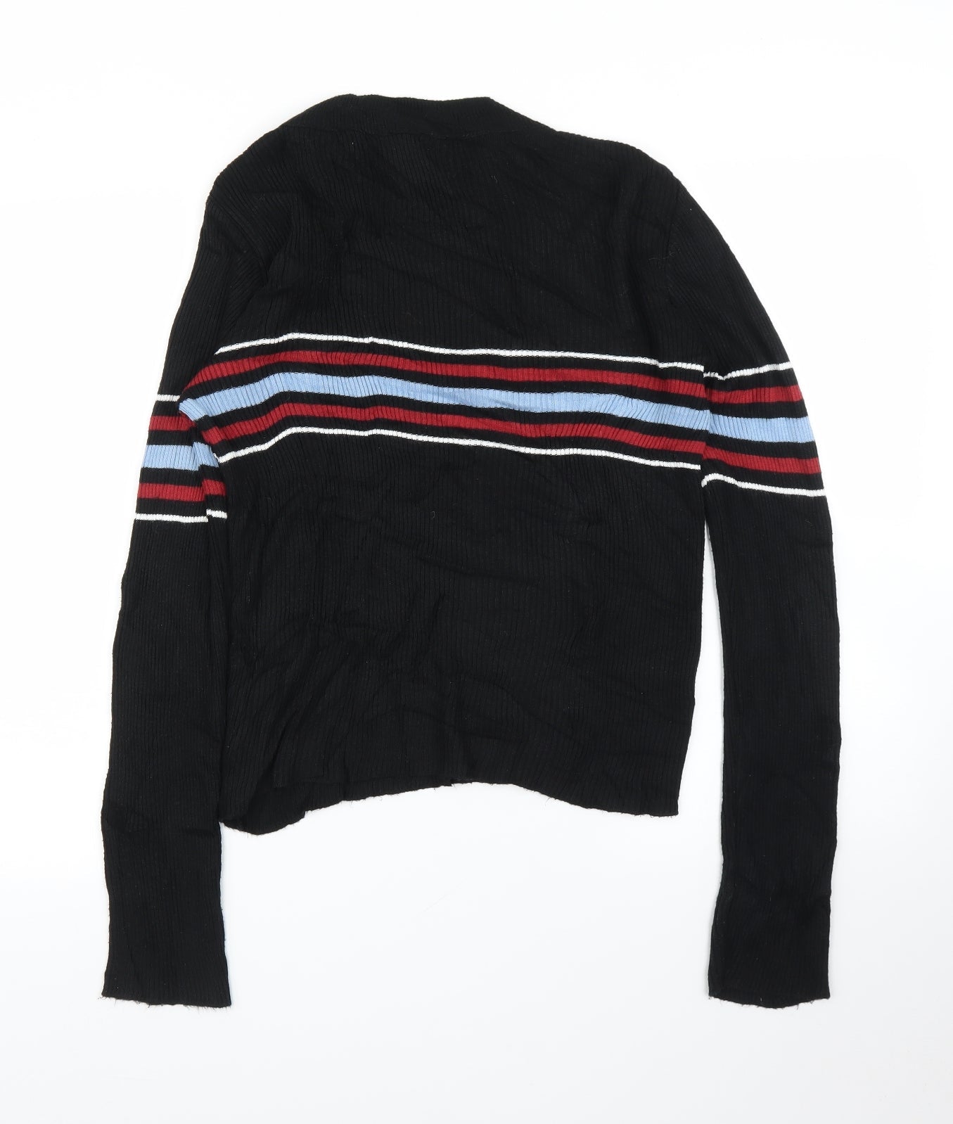 Cooperative Womens Black Striped  Basic Blouse Size M