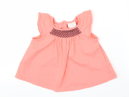 Additional front view of Savannah girls’ pink basic blouse, size 9-12, months