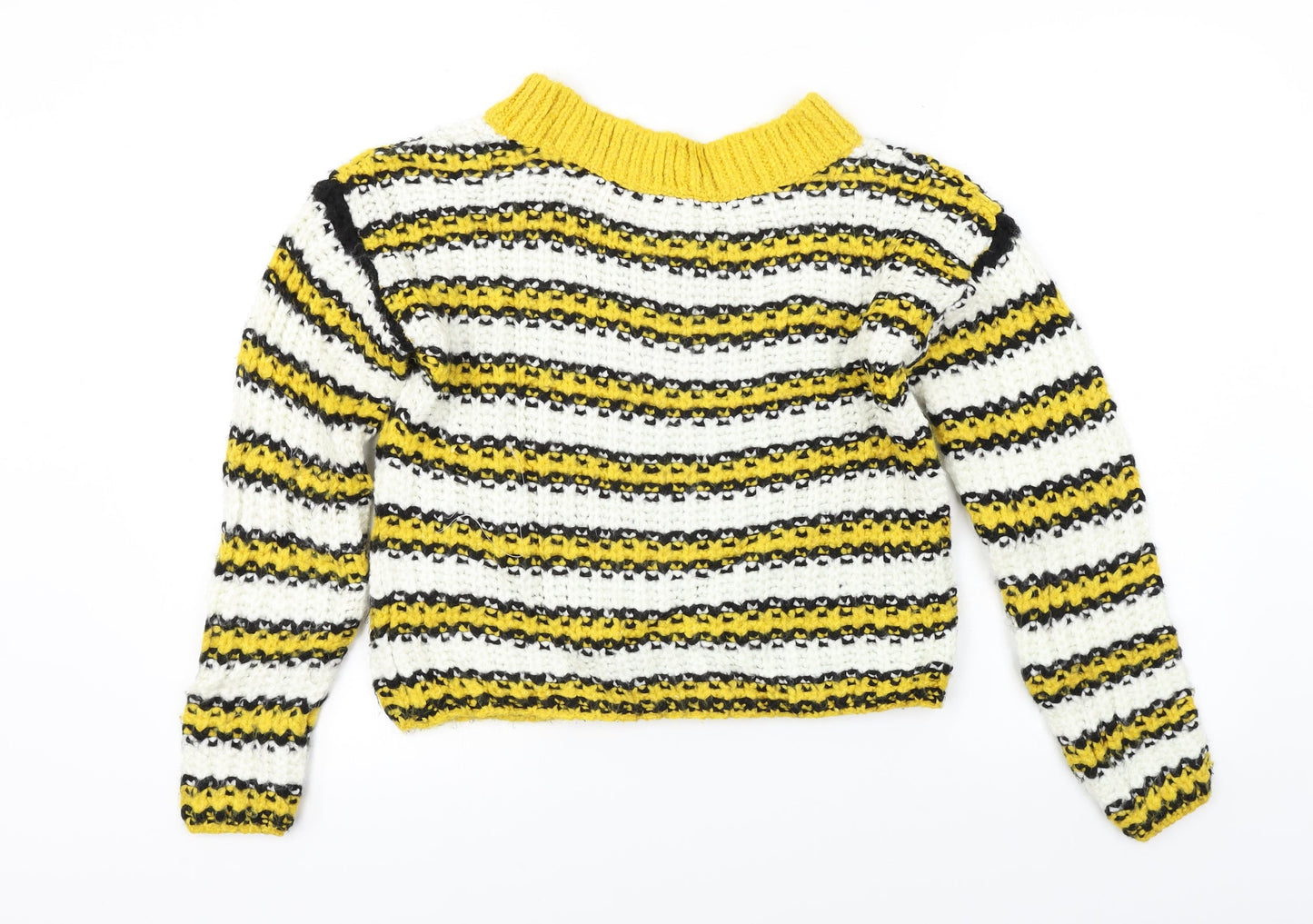 Topshop  Womens White Striped  Pullover Jumper Size 6