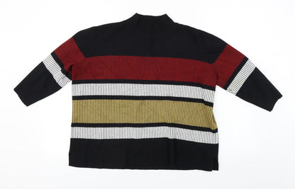 Additional front view of Papaya women’s black striped jumper, size UK 18