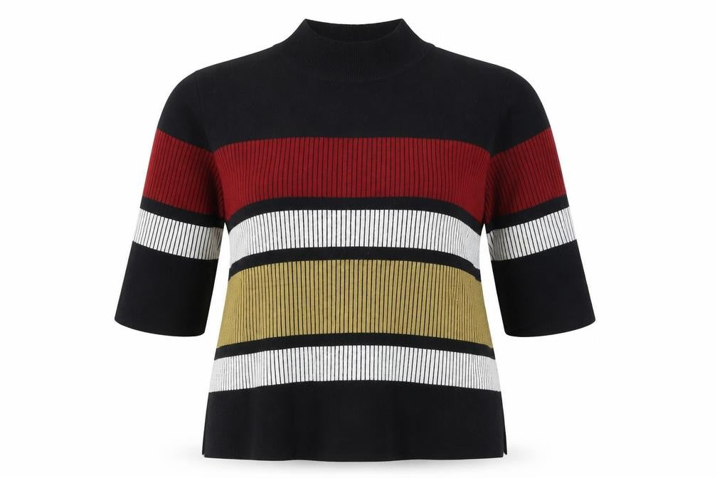 Papaya  Womens Black Striped  Pullover Jumper Size 18