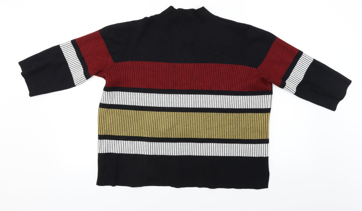 Papaya  Womens Black Striped  Pullover Jumper Size 18