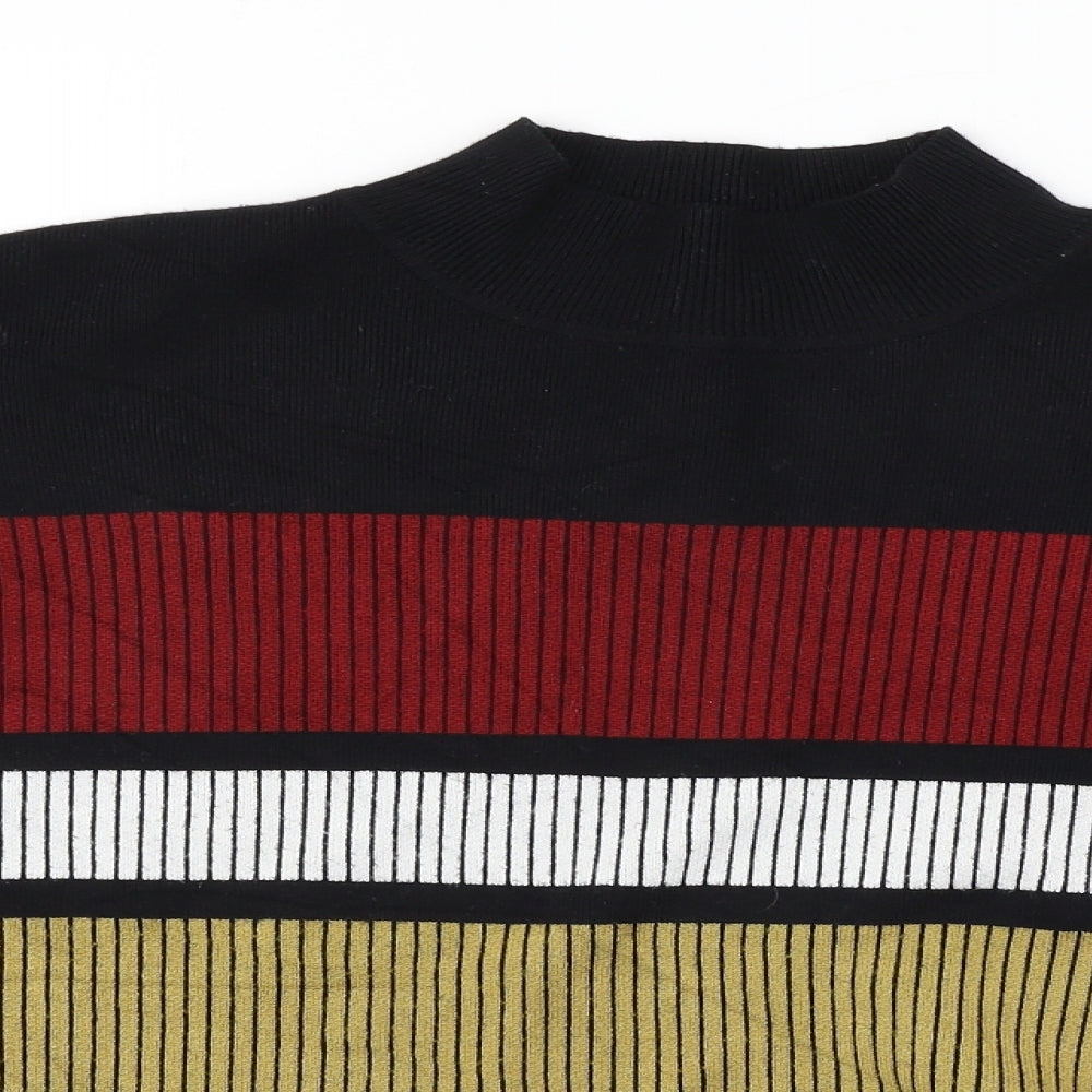 Papaya  Womens Black Striped  Pullover Jumper Size 18
