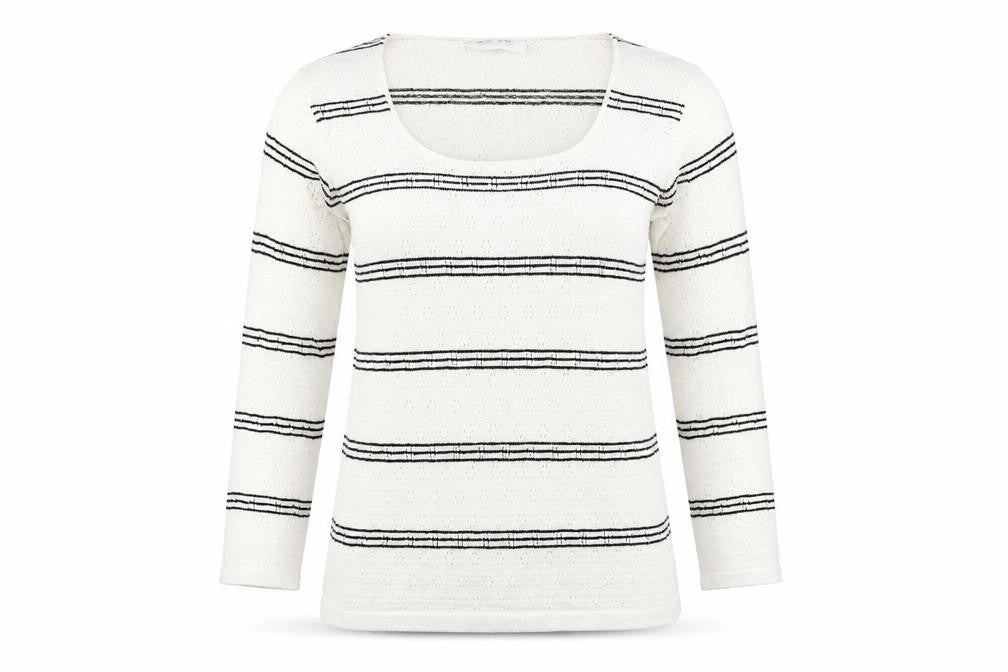 commodity Womens White Striped  Pullover Jumper Size 4
