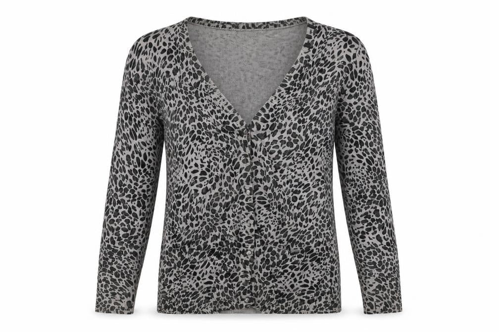 Millenium  Womens Grey Animal Print  Cardigan Jumper Size 10