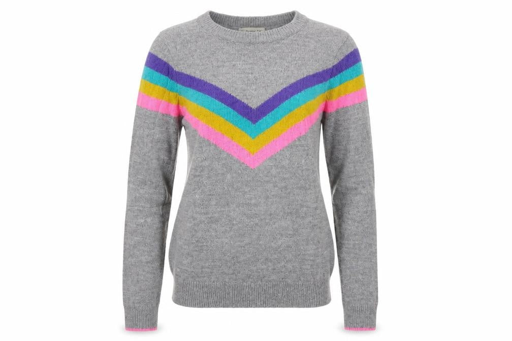 F&F  Womens Grey Striped  Pullover Jumper Size 6