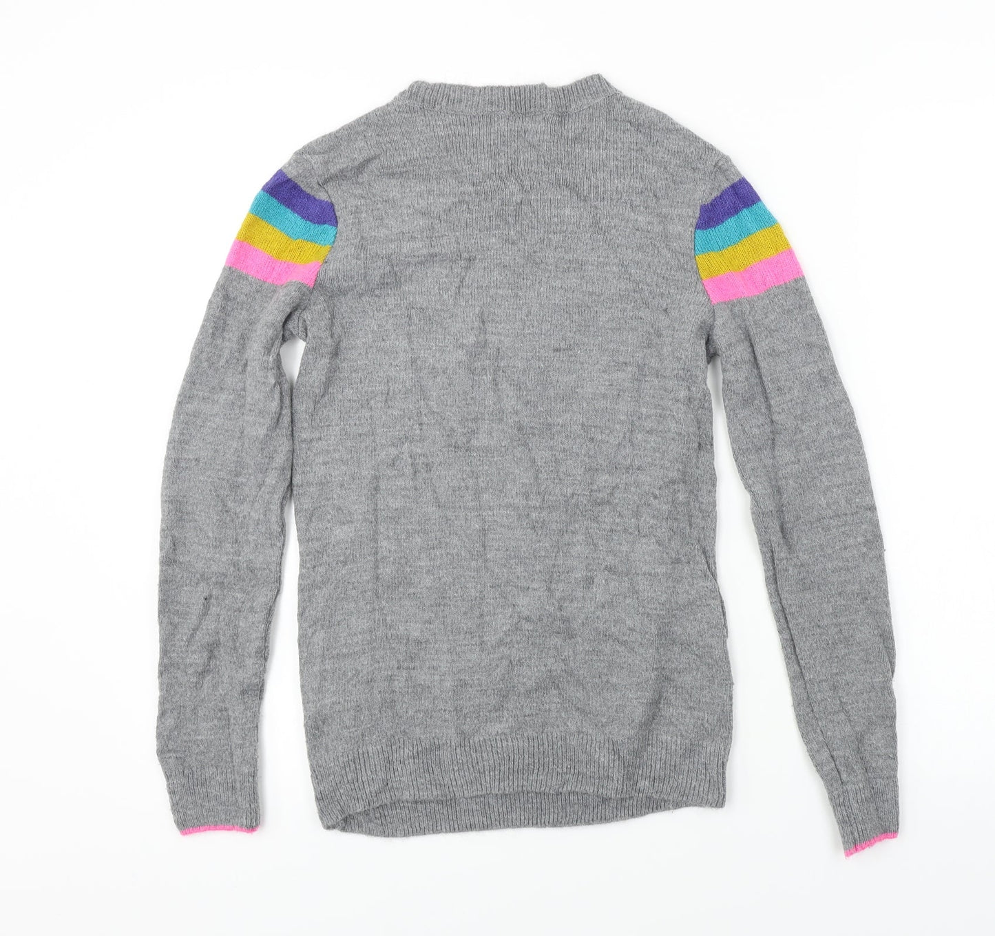 F&F  Womens Grey Striped  Pullover Jumper Size 6