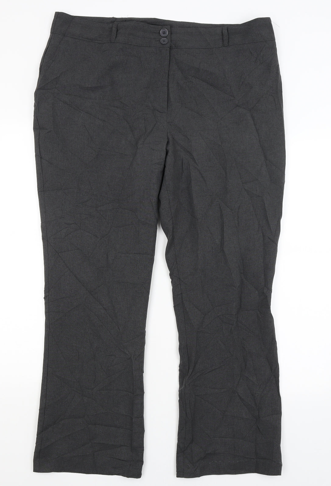 Additional front view of Papaya women’s grey trousers, size UK 18, 28-inch leg