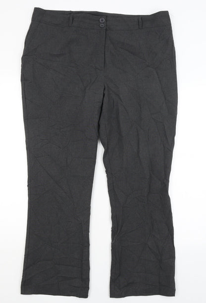 Additional front view of Papaya women’s grey trousers, size UK 18, 28-inch leg