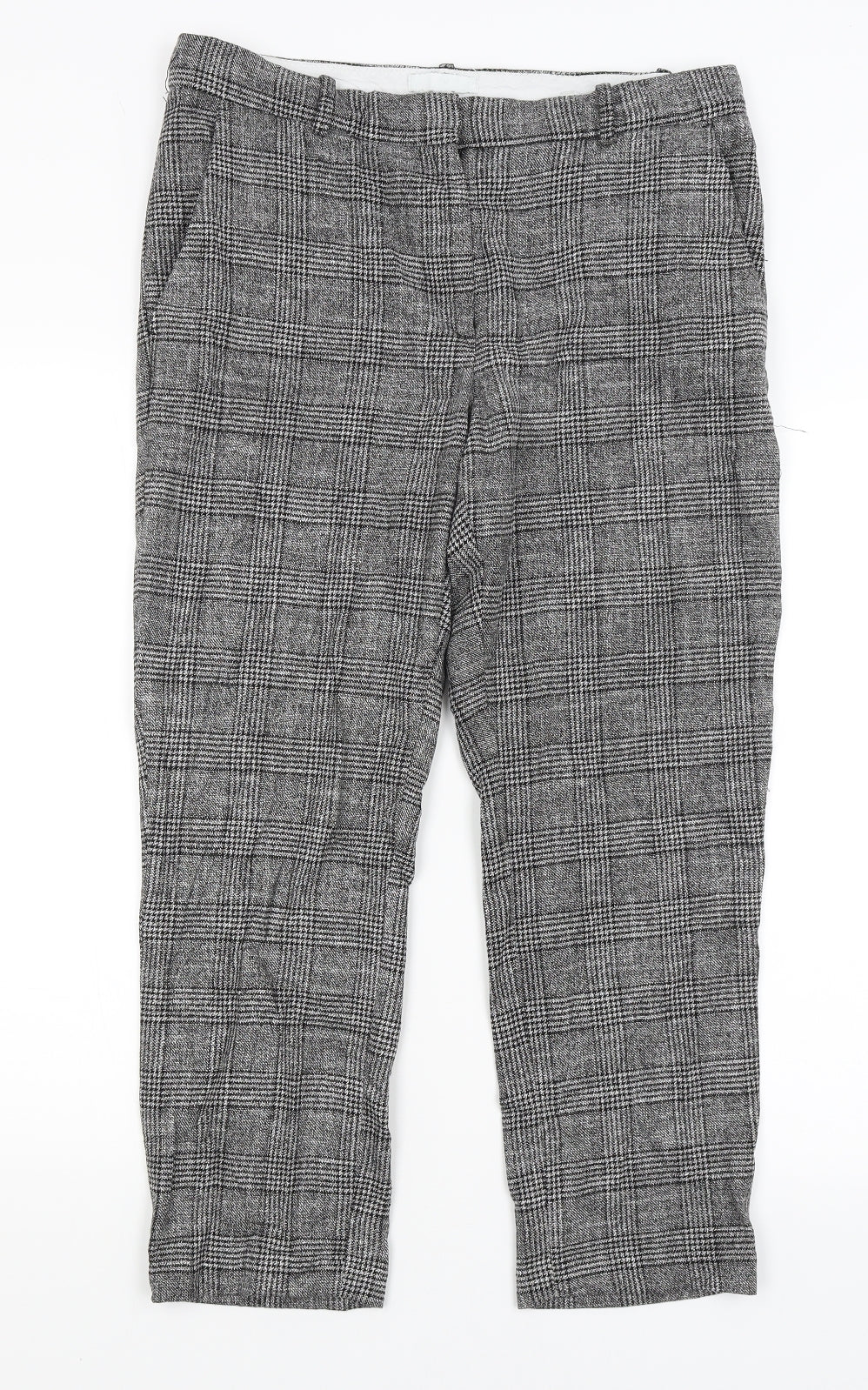 H&M Womens Grey Plaid  Trousers  Size 14 L25.5 in