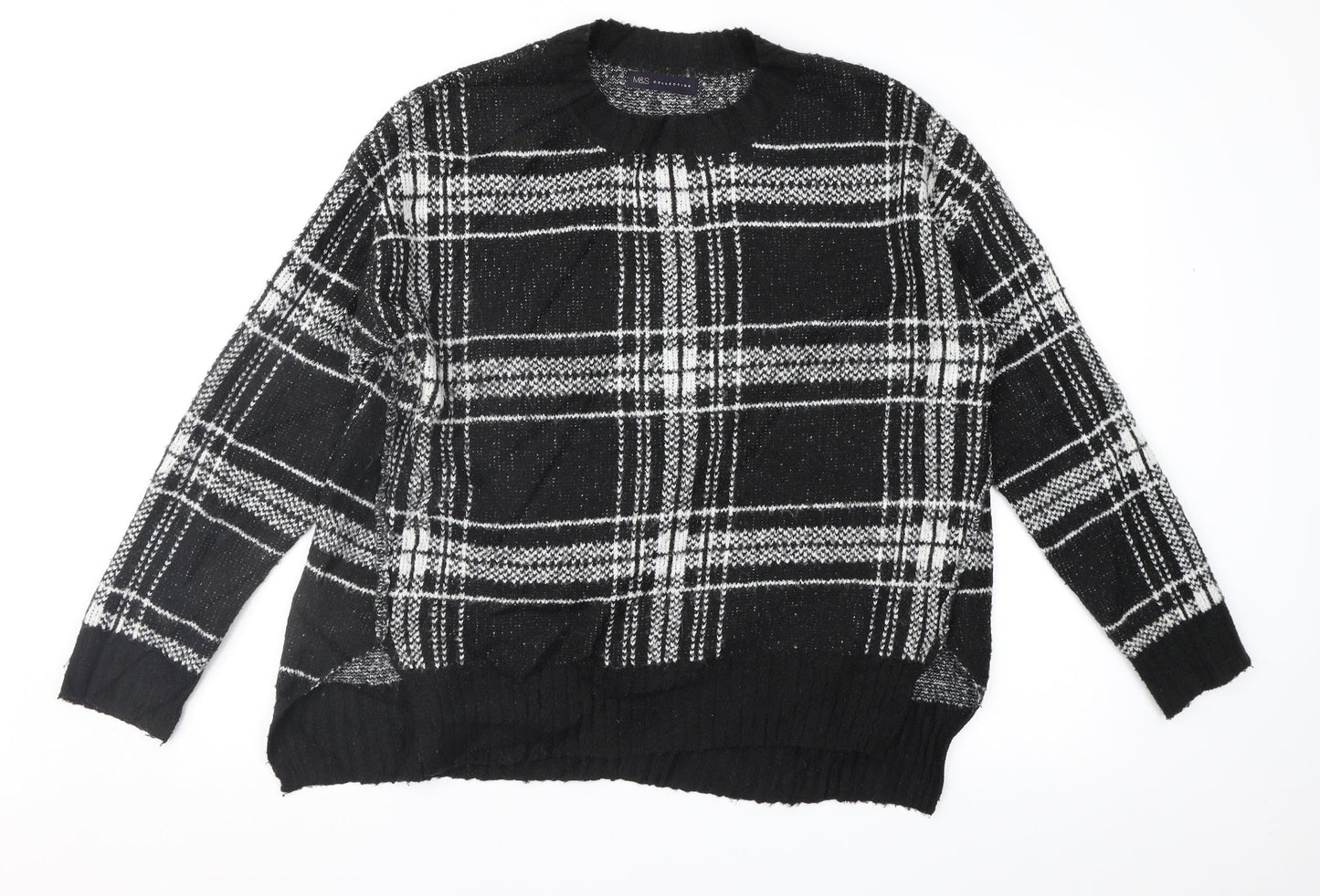 Marks and Spencer Womens Black Geometric  Pullover Jumper Size M