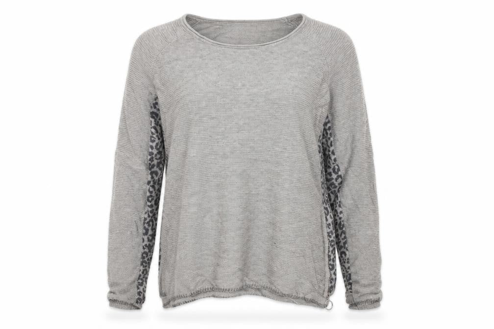 Passioni Womens Grey Animal Print  Pullover Jumper Size M
