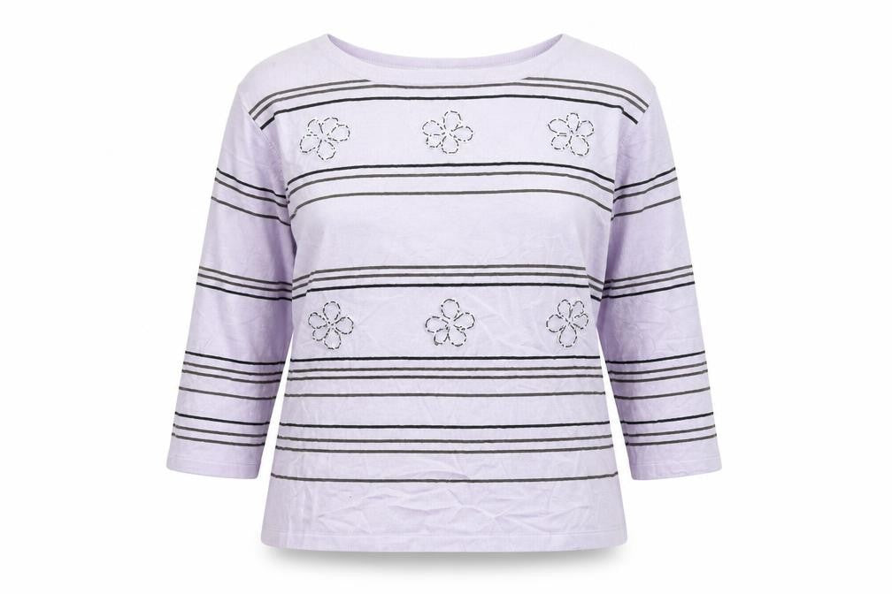 Viz-A-Viz Womens Purple Striped  Pullover Jumper Size 16