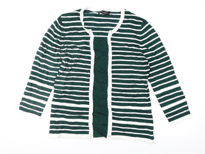 Preloved Just Elegance Womens Green Striped  Pullover Jumper Size M - Front