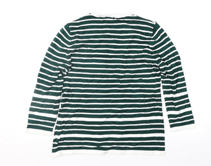 Preloved Just Elegance Womens Green Striped  Pullover Jumper Size M - Back