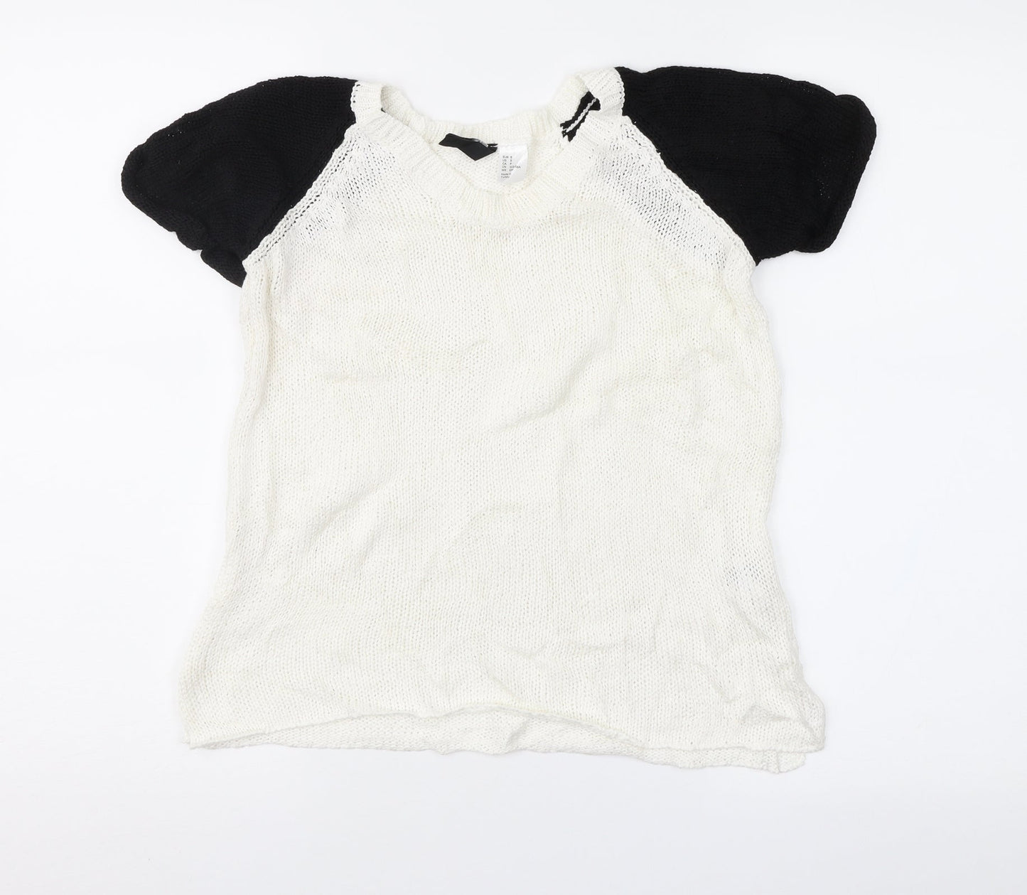 Divided Womens White Geometric  Pullover Jumper Size S