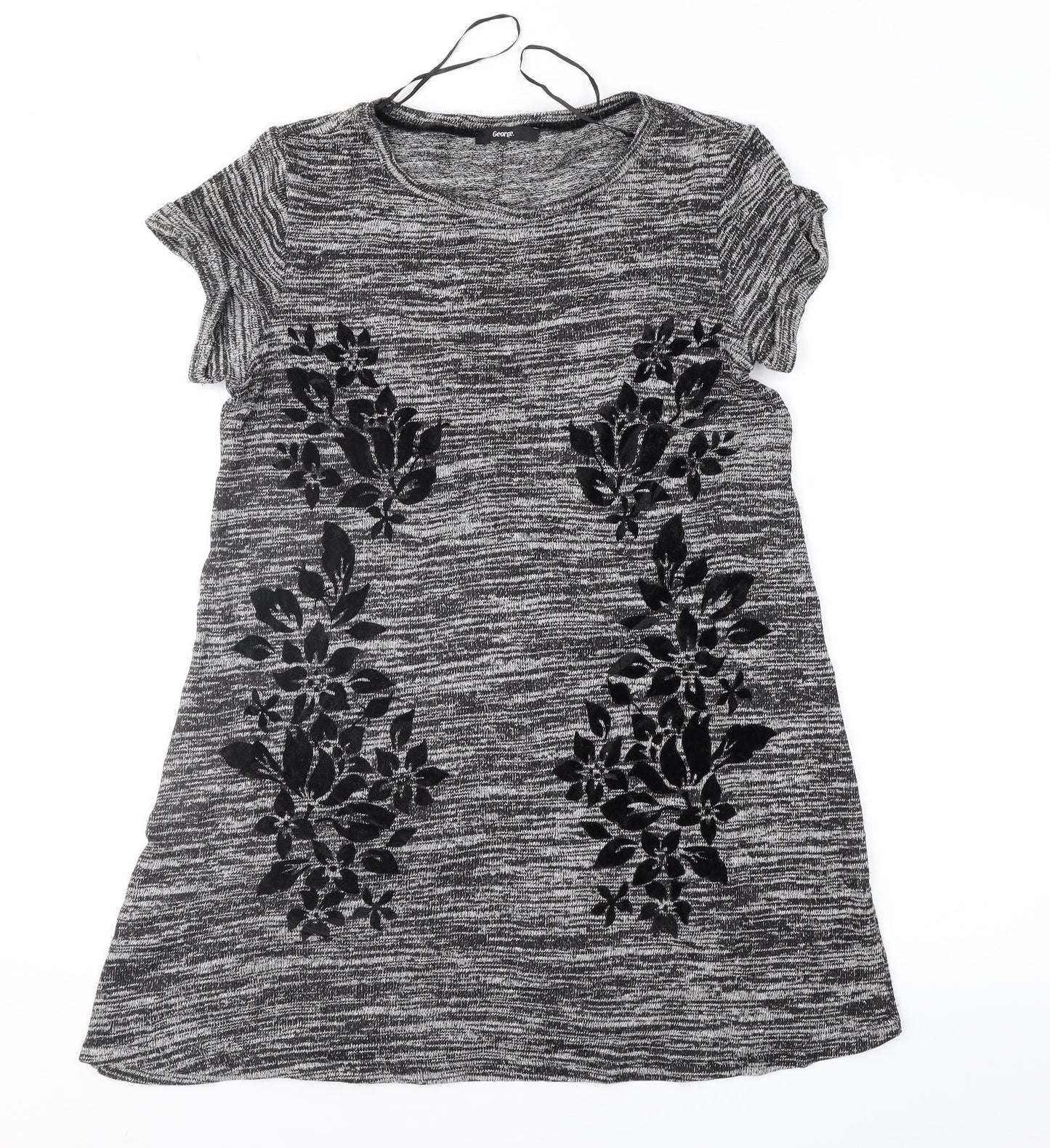 George Womens Grey Floral  Tunic Jumper Size 12