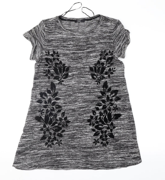 George Womens Grey Floral  Tunic Jumper Size 12