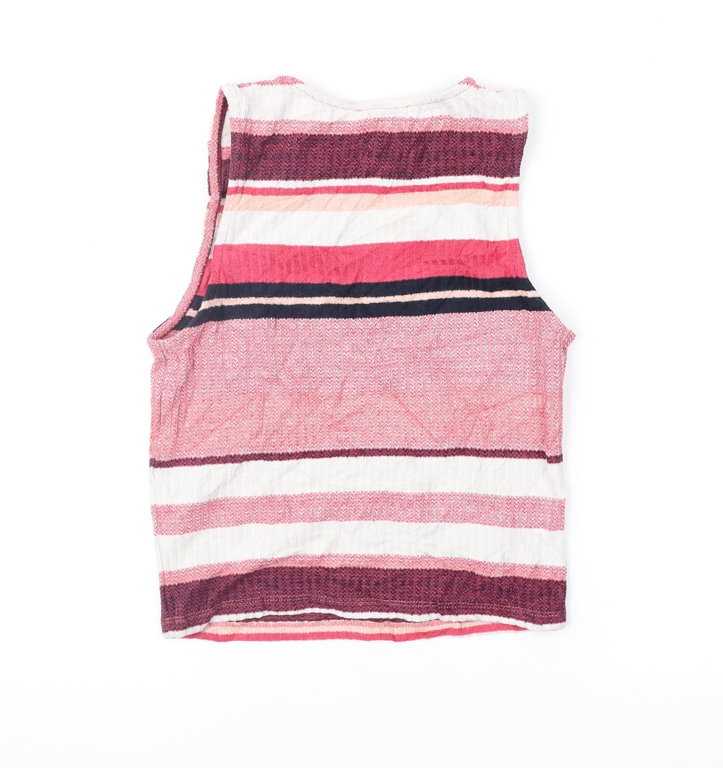 New Look Womens Pink Striped  Cropped Blouse Size 10