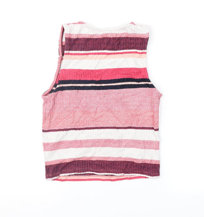 New Look Womens Pink Striped  Cropped Blouse Size 10