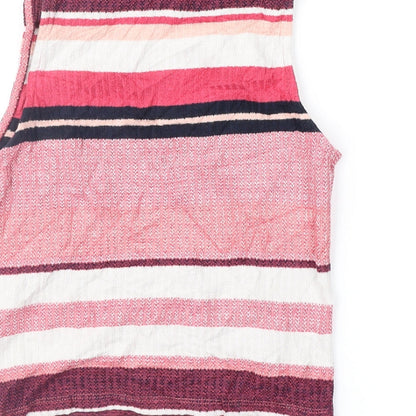 New Look Womens Pink Striped  Cropped Blouse Size 10
