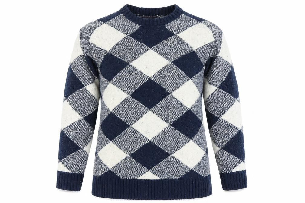 Marks & Spencer Womens Blue Argyle/Diamond  Pullover Jumper Size S