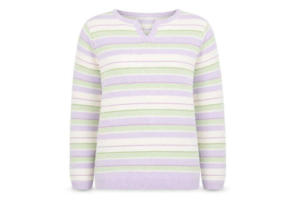 EWM Womens Purple Striped  Pullover Jumper Size 10