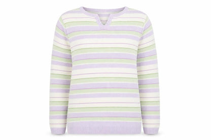 EWM Womens Purple Striped  Pullover Jumper Size 10