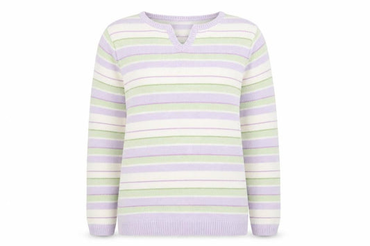 EWM Womens Purple Striped  Pullover Jumper Size 10