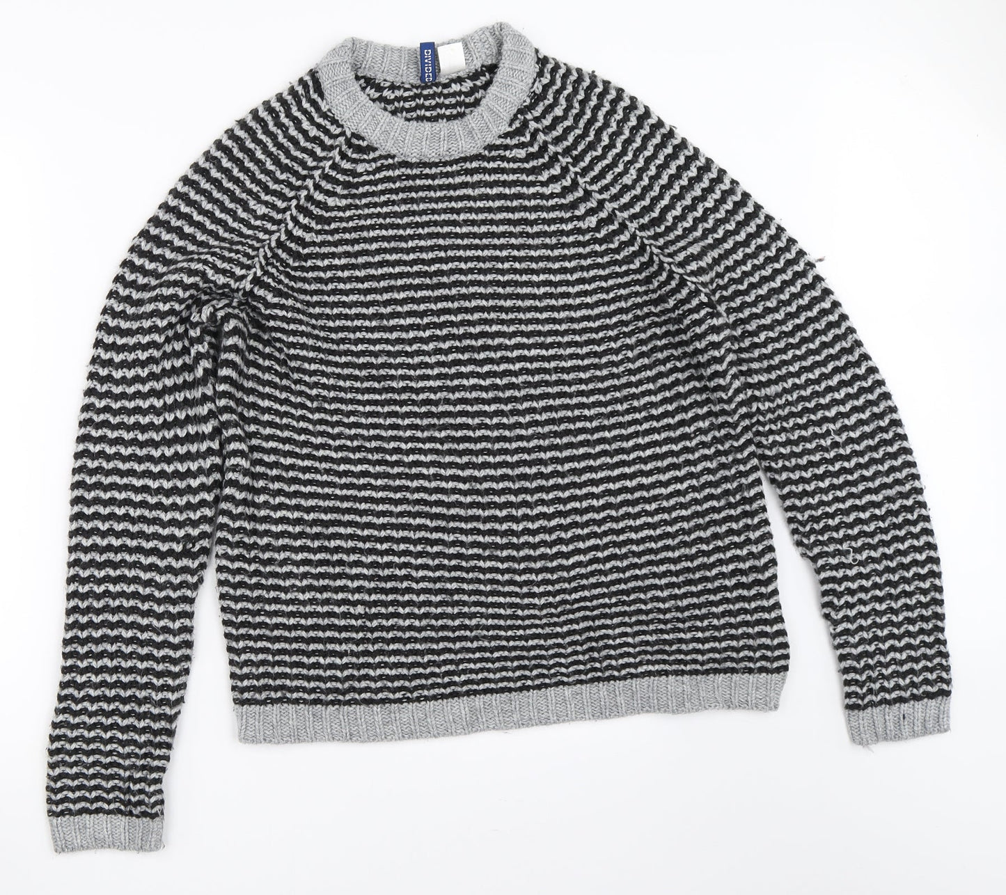 H&M Womens Grey Striped  Pullover Jumper Size S