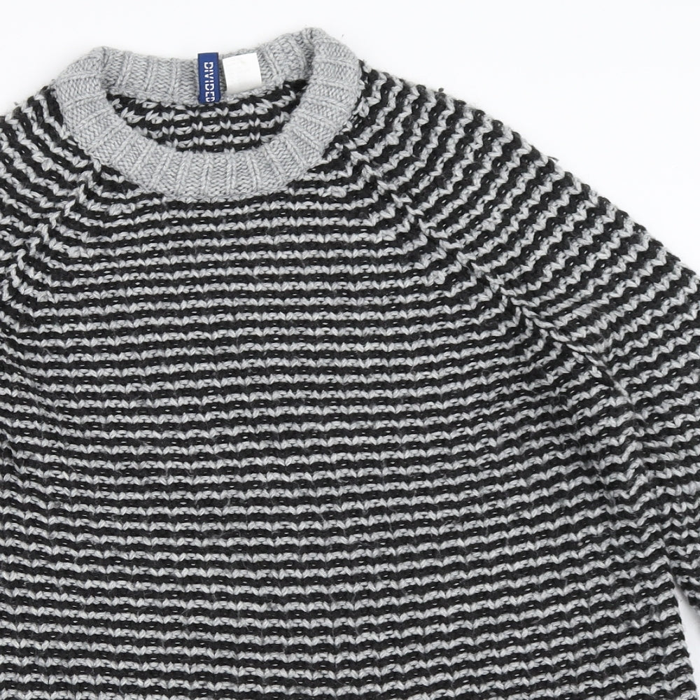 H&M Womens Grey Striped  Pullover Jumper Size S