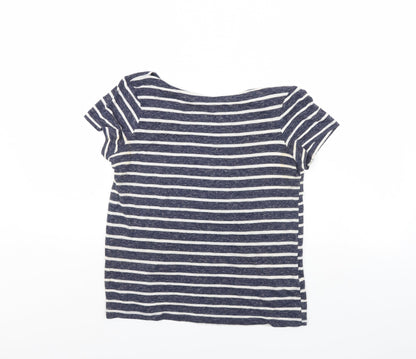 Additional front view of Atmosphere women’s blue striped cropped t-shirt, size UK 6