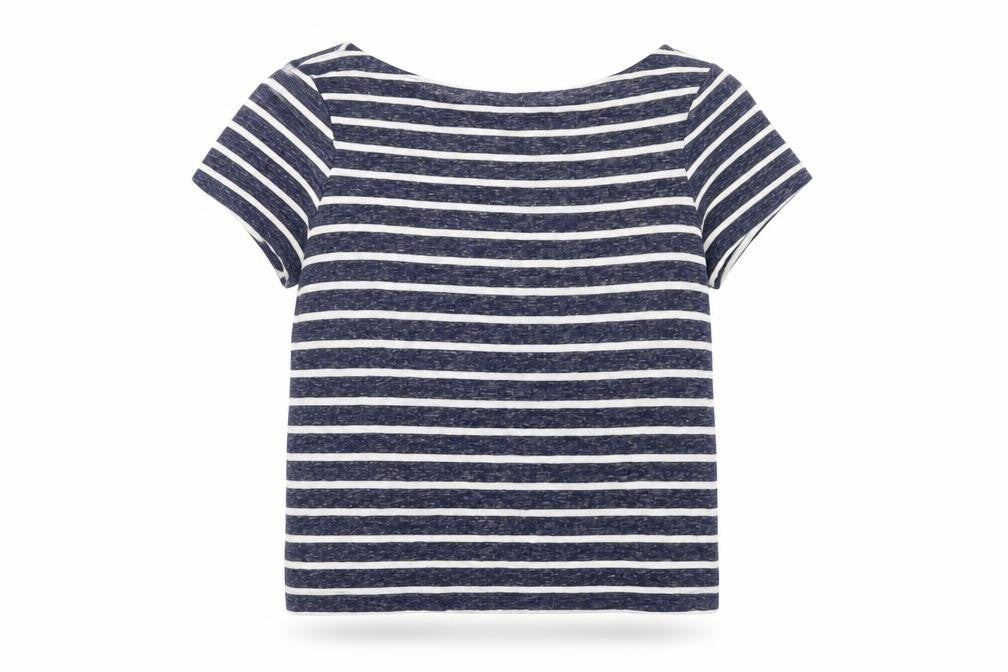 Atmosphere Womens Blue Striped  Cropped T-Shirt Size 6