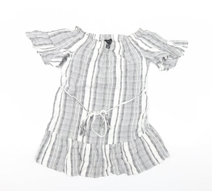 New Look Womens Grey Striped  Basic Blouse Size 8