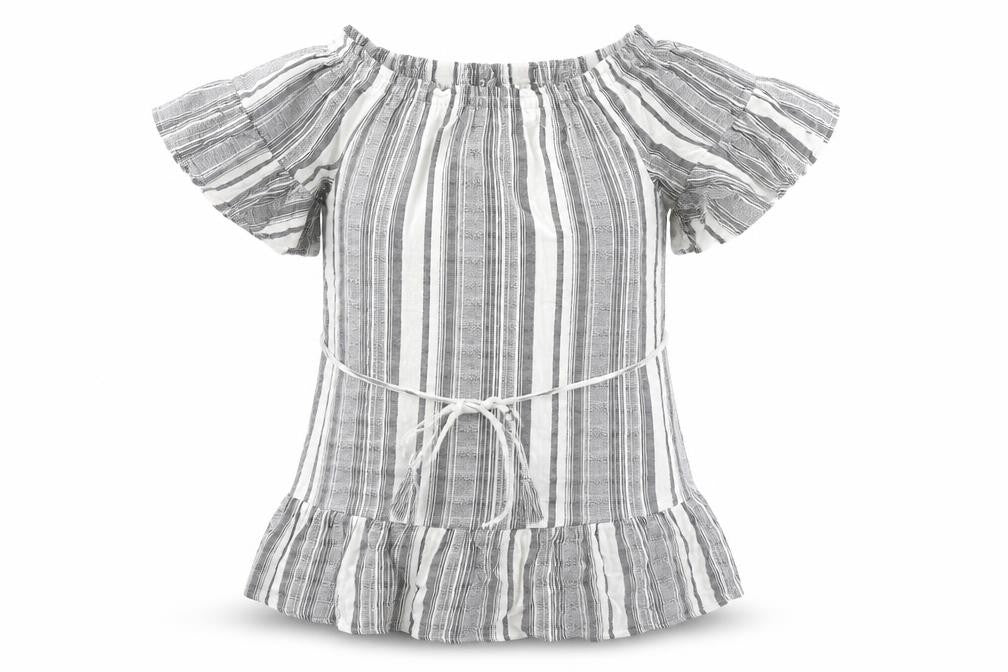 New Look Womens Grey Striped  Basic Blouse Size 8